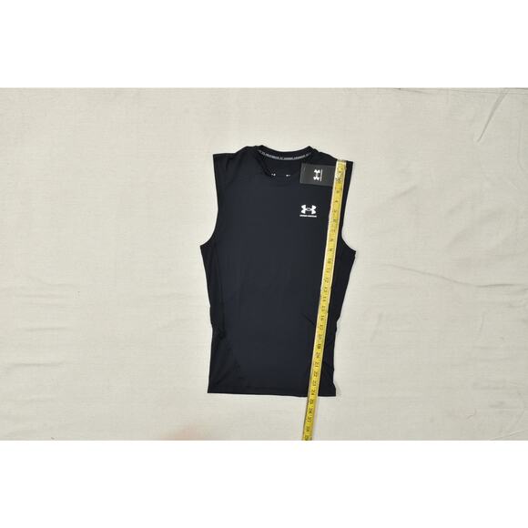 Under Armour Men's HeatGear Compression Sleeveless T-Shirt Black Athletic Size M - Picture 3 of 8